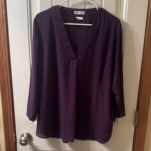 Van Heusen Deep Purple V-Neck Blouse